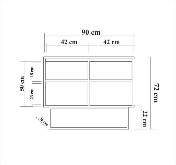 Mobile colore naturale in noce 90x72 cm Rodez - Kalune Design