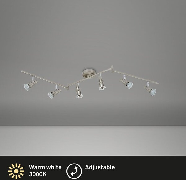 Faretto LED per soffitto orientabile e inclinabile 6xGU10 18W nichel opaco Briloner