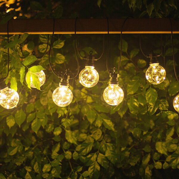 Catena luminosa a Led decorativa 8 metri 10 sfere trasparenti con minilucciole Bianco caldo a luce fissa Wisdom