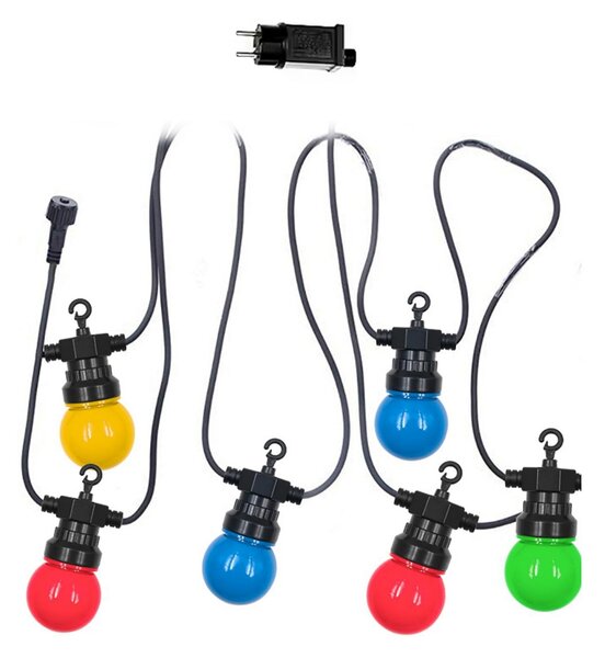 Catena luminosa a Led decorativa 10 metri 20 lampadine trasparenti IP44 RGB a luce fissa Wisdom
