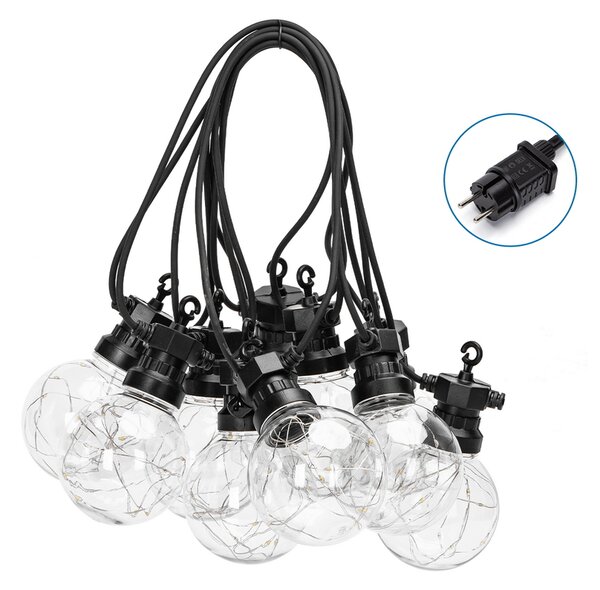 Catena luminosa a Led decorativa 8 metri 10 sfere trasparenti con minilucciole Bianco caldo a luce fissa Wisdom