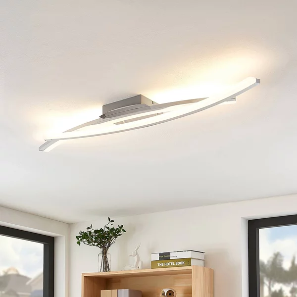 Plafoniera a LED Elarit Lindby, dimmerabile, Cromo / Argento, Soggiorno / Sala da pranzo, Metallo, Moderno, Plafoniera LED