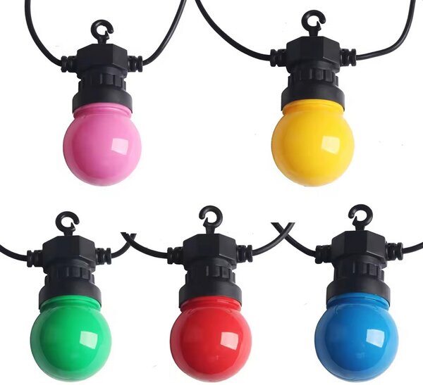 Catena luminosa a Led decorativa 10 metri 20 lampadine trasparenti IP44 RGB a luce fissa Wisdom