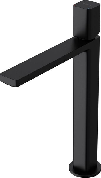 Doporro Miscelatore Monocomando Alto per Lavabo Bagno Senza Leva, Rubinetto con Flessibili Acqua Calda Fredda in Ottone Nero Opaco H 30,9 cm WAO-7901