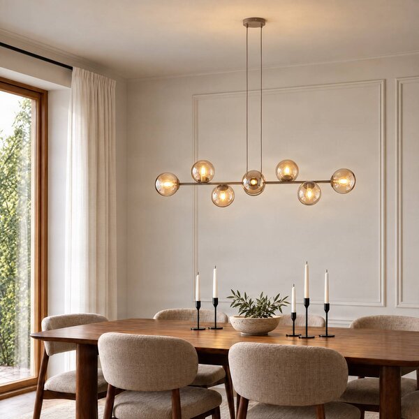Lampada a sospensione Rossi EMIBIG LIGHTING, dimmerabile, Crema / Ambra, Soggiorno / Sala da pranzo, Vetro, Moderno, Lampada a sospensione
