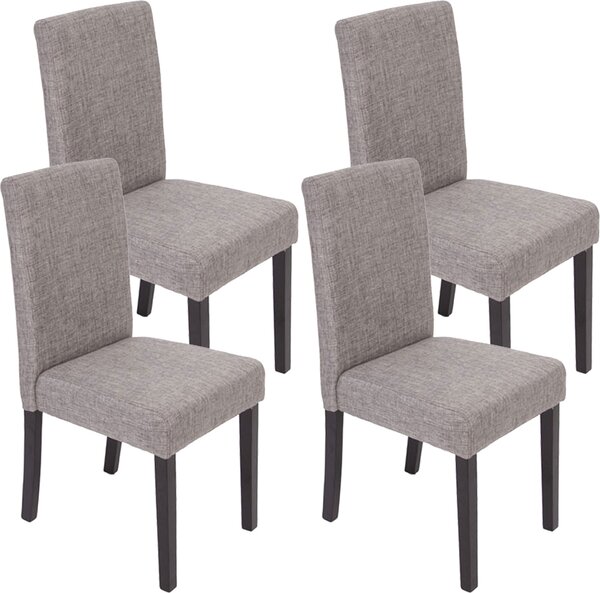 Set di 4 sedie da sala da pranzo Sedia da cucina Littau ~ tessile, grigio, gambe scure