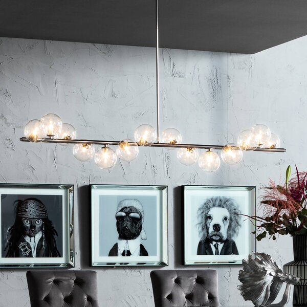 KARE Lampada a sospensione Scala Balls, dimmerabile, Cromo / Argento, Soggiorno / Sala da pranzo, Metallo, Design, Lampada a sospensione
