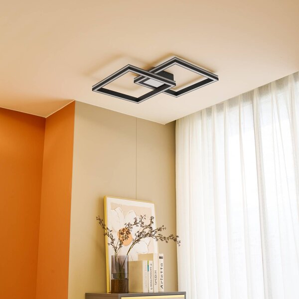 Plafoniera smart Tjado Lucande, dimmerabile, Nero, Soggiorno / Sala da pranzo, Metallo, Moderno