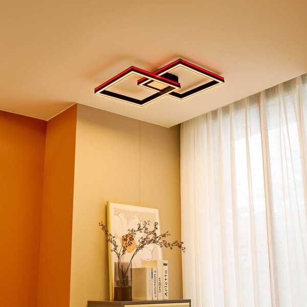 Plafoniera smart Tjado Lucande, dimmerabile, Nero, Soggiorno / Sala da pranzo, Metallo, Moderno