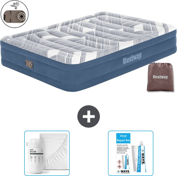 Materasso gonfiabile Bestway - 2 persone - 152 x 203 x 36 cm - Blu - Accessori inclusi