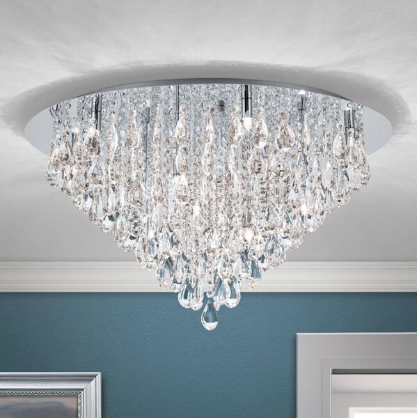 Orion DLU 2516/75-Plafoniera di cristallo CELESTE 12xG9/40W/230V diametro 75 cm cromo