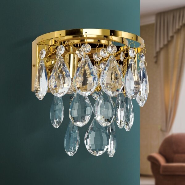 Orion WA 2-1369/2 - Applique di cristallo CELESTE 2xG9/40W/230V oro