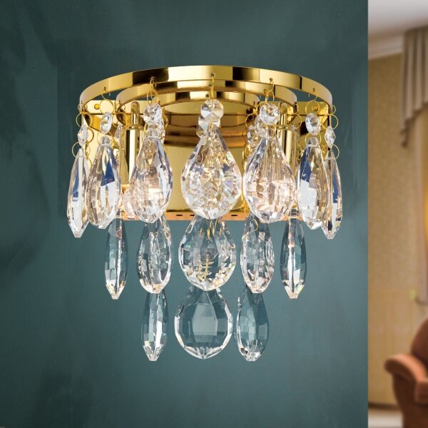 Orion WA 2-1369/2 - Applique di cristallo CELESTE 2xG9/40W/230V oro