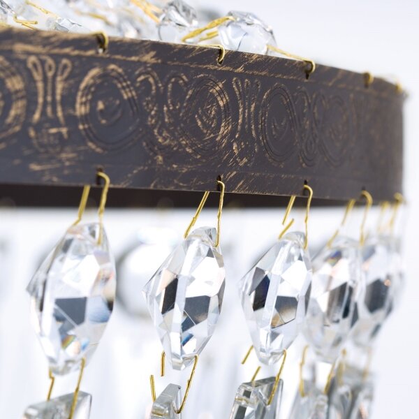 Orion HL 6-1497/6 - Lampadario di cristallo a sospensione con catena ARILA 6xE27/60W/230V marrone/patina