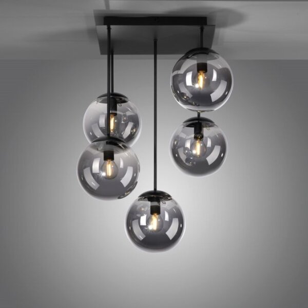 JUST LIGHT. 14602-18 - Lampadario a sospensione con supporto rigido WIDOW 5xE14/25W/230V nero