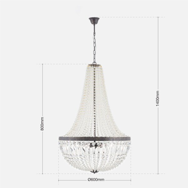 Orion HL 6-1497/6 - Lampadario di cristallo a sospensione con catena ARILA 6xE27/60W/230V marrone/patina