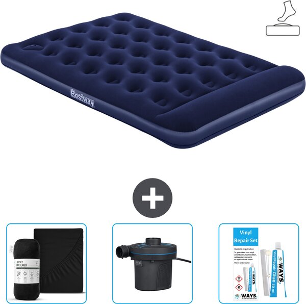 Materasso gonfiabile Bestway - Letto alla francese - 137 x 191 x 28 cm - Blu - Accessori inclusi