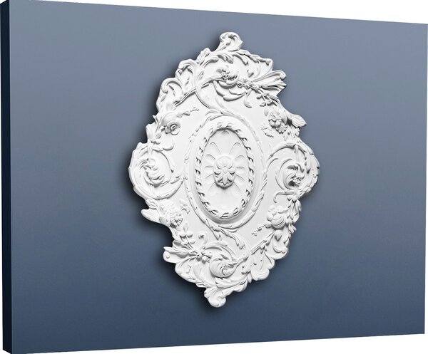 Orac R22 Luxxus Rosone da soffitto Rosone Cornice Profilo decorativo Stucco Classico Antico Floreale Decorazione da parete Bianco | 77 Cm Diametro