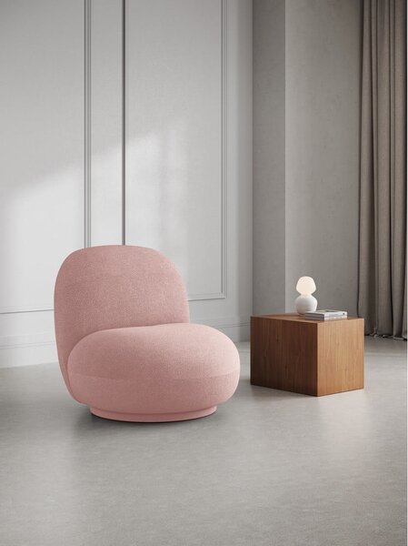Poltrona rosa chiaro in tessuto bouclé Chuck - Micadoni Home