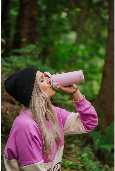 Tazza termica da viaggio rosa, 400 ml Fuori - Vialli Design