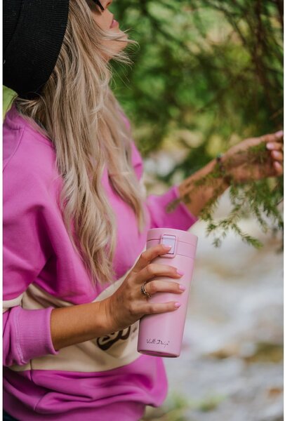 Tazza termica da viaggio rosa, 400 ml Fuori - Vialli Design