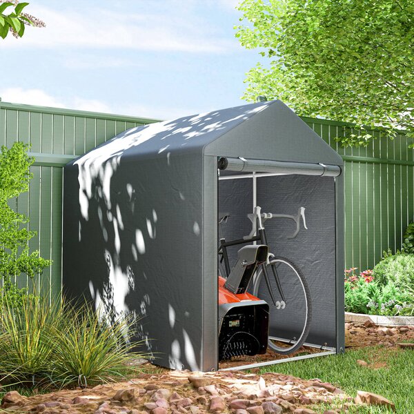 Outsunny Capanno Attrezzi anti UV con Ingresso a Zip, in Acciaio Zincato e Tessuto PE,120x179x165 cm, Grigio Scuro