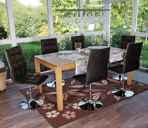 Set da 6 sedie da sala da pranzo MCW-C41, sedie da cucina, regolabili in altezza e girevoli, in ecopelle certificata MVG ~ marrone