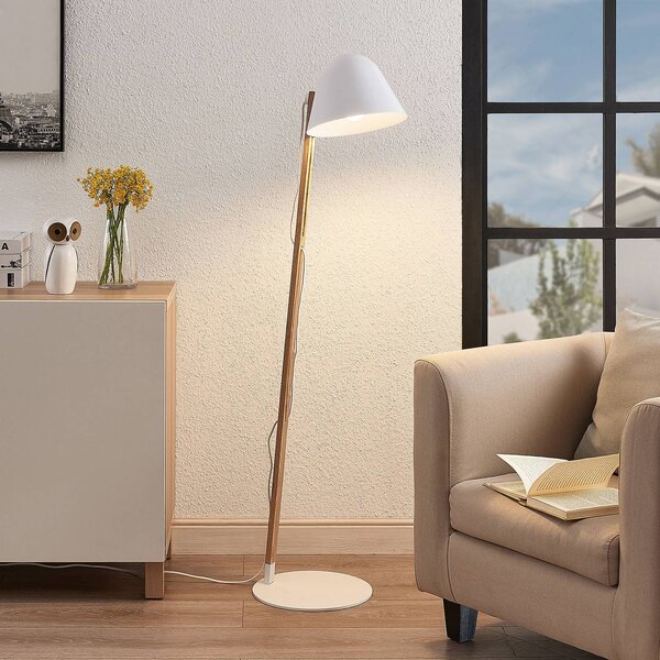 Lampada da terra Tetja Lindby, Legno chiaro, Soggiorno / Sala da pranzo, Metallo, Scandinavo, Lampada da terra