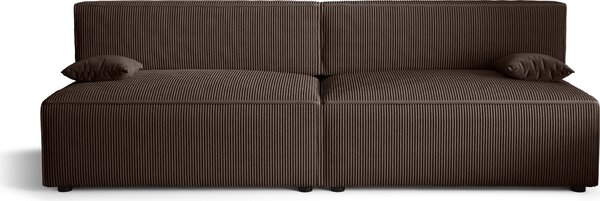 Divano letto Alvito X2, colore: marrone cioccolato. Materiale: velluto a coste. A: L: 272 cm, A: 85 cm, L: 94 cm, divano con rete e funzione letto, divano letto, divano letto, divano letto, divano letto