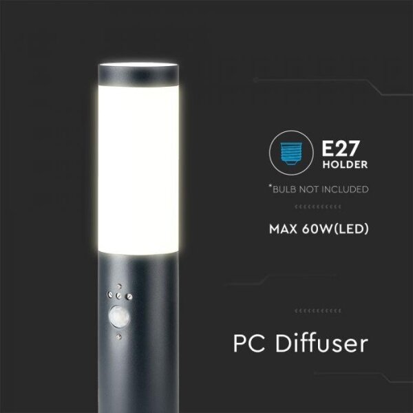Lampada da esterno con sensore 1xE27/60W/230V IP44 45cm antracite