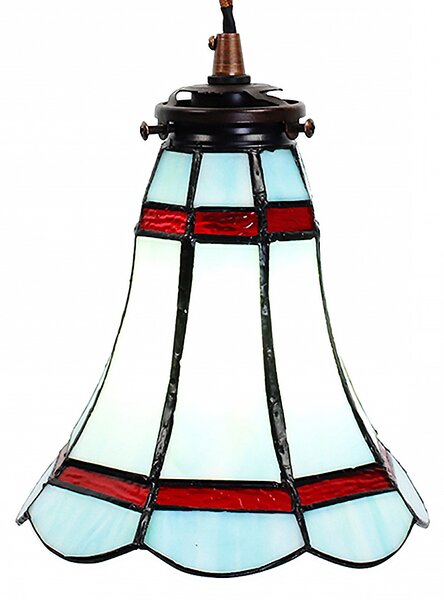 Clayre & Eef lampada a sospensione Tiffany Ø 15x115 cm vetro blu rosso