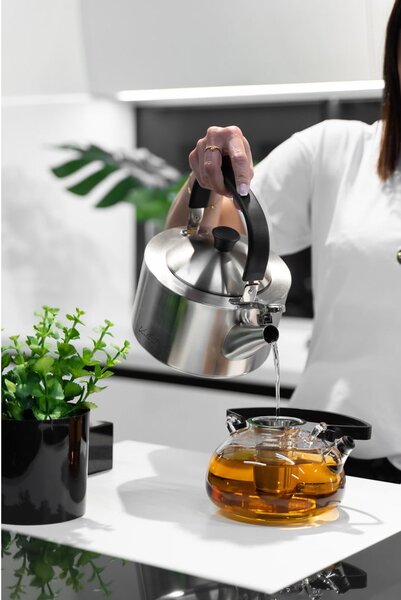 Bollitore in acciaio inox smerigliato con stantuffo , 1,5 l Diamante - Vialli Design