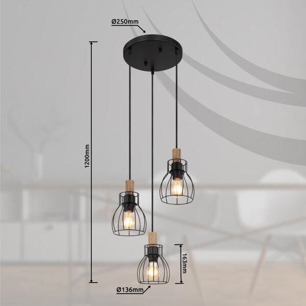 Globo 15326-3H1 - Lampadario a sospensione con filo MINA 3xE27/40W/230V