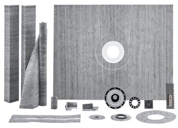 Set di soglie per doccia, set di piatti doccia - 60x48 pollici - Con flangia centrale da 2'' - ABS - Impermeabile