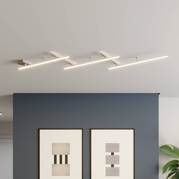 Trio Lighting Plafoniera a LED Indira, dimmerabile, Alluminio / Grigio / Zincato, Soggiorno / Sala da pranzo, Metallo, Moderno, Plafoniera LED