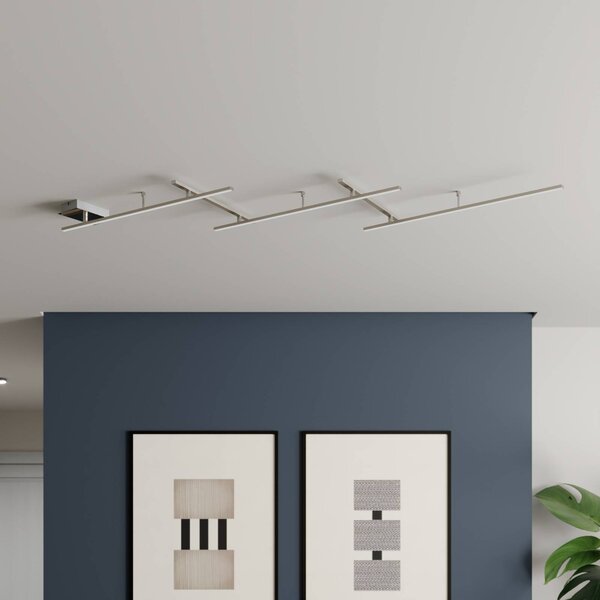 Trio Lighting Plafoniera a LED Indira, dimmerabile, Alluminio / Grigio / Zincato, Soggiorno / Sala da pranzo, Metallo, Moderno, Plafoniera LED
