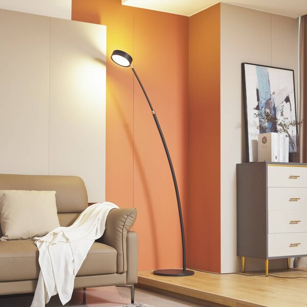 Lampada ad arco Boga Lucande, dimmerabile, Nero, Soggiorno / Sala da pranzo, Metallo, Moderno, Lampada da terra