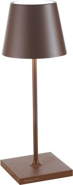 Zafferano Lampada a led da tavolo Poldina Pro Mini Corten ricaricabile e dimmerabile con batteria fino a 12 ore