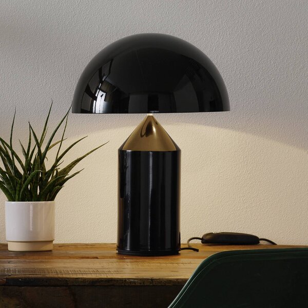 Oluce Lampada da tavolo di design Atollo, dimmerabile, Nero, Soggiorno / Sala da pranzo, Alluminio, Design, Lampada da tavolo
