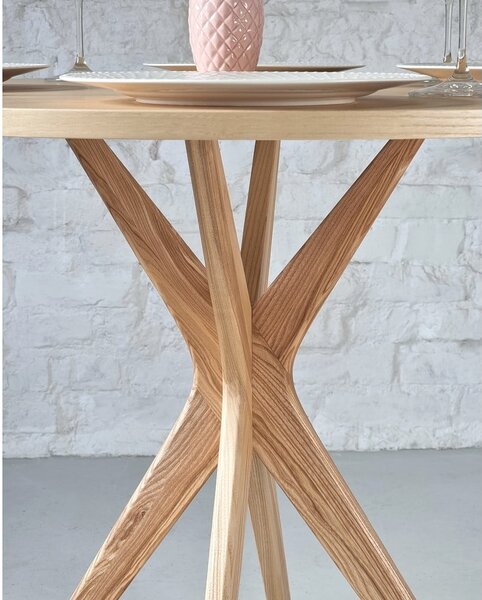 Tavolo da pranzo rotondo con piano effetto frassino ø 70 cm Jubi – Ragaba