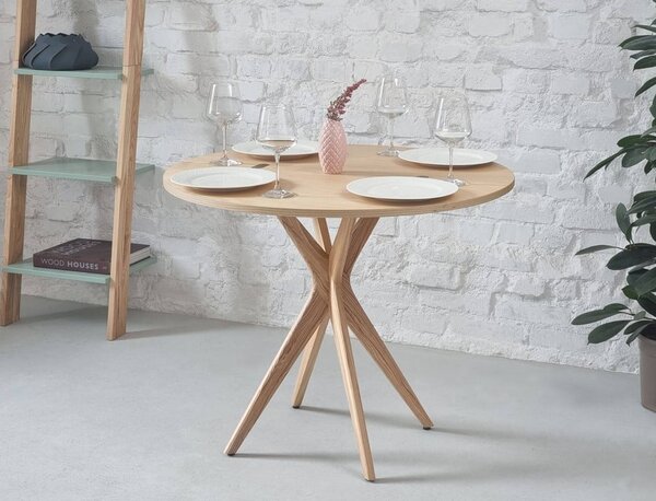 Tavolo da pranzo rotondo con piano effetto frassino ø 70 cm Jubi – Ragaba