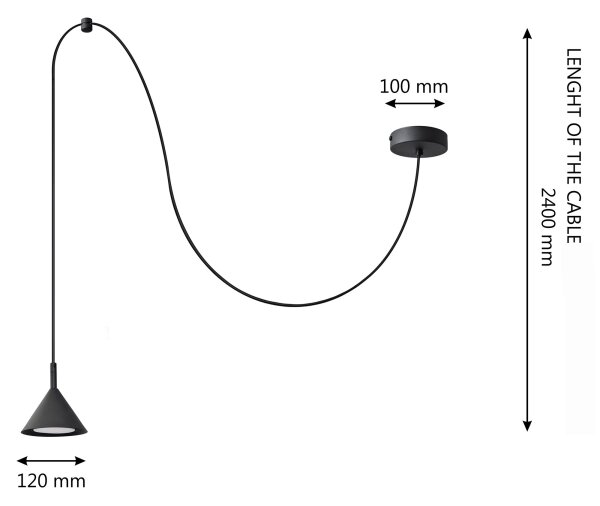 Lampadario a sospensione con filo ETNA LONG 1xGX53/15W/230V nero