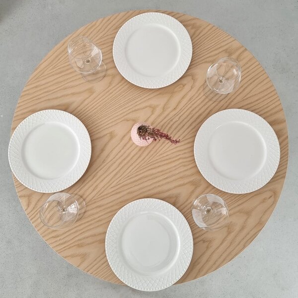 Tavolo da pranzo rotondo con piano effetto frassino ø 70 cm Jubi – Ragaba