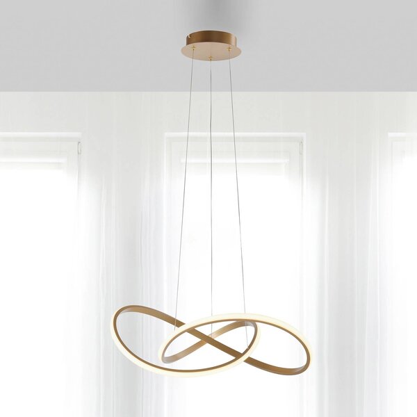 JUST LIGHT. GmbH Lampada LED a sospensione Maria, dimmerabile, ottone dimmerabile, Ottone / Oro, Camera da letto, Alluminio, Moderno