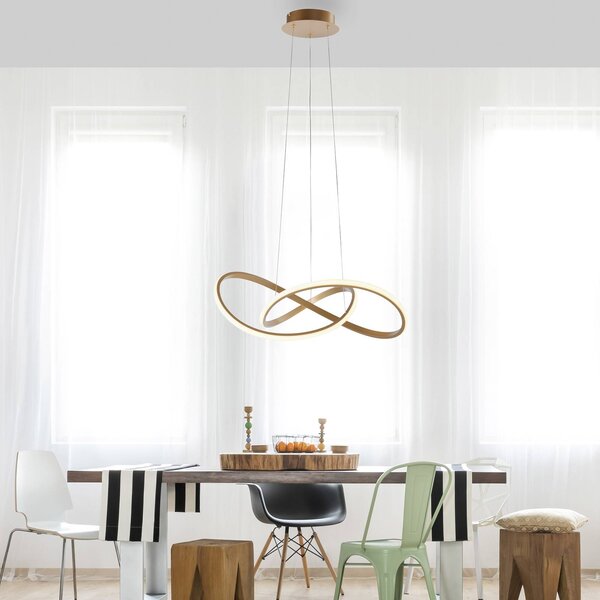JUST LIGHT. GmbH Lampada LED a sospensione Maria, dimmerabile, ottone dimmerabile, Ottone / Oro, Camera da letto, Alluminio, Moderno