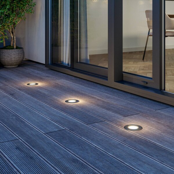 Lucande Lampada da incasso per pavimento a LED Ava, Ø 12 cm, rotonda, IP67 AVA, Alluminio / Grigio / Zincato, Moderno, Faretto da incasso da terra