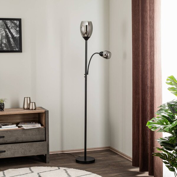 Lampada da terra Irmino Lindby, Nero, Soggiorno / Sala da pranzo, Metallo, Moderno, Lampada da terra