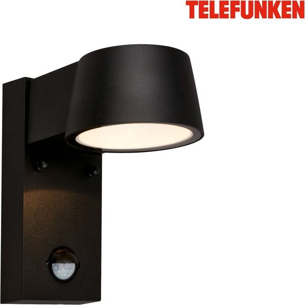 Lampada da parete Telefunken LED, rilevatore di movimento, sensore crepuscolare, nero
