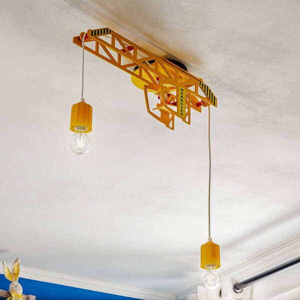 Elobra Plafoniera Bodo, dimmerabile, Giallo / Arancione, Cameretta, Legno, Plafoniera