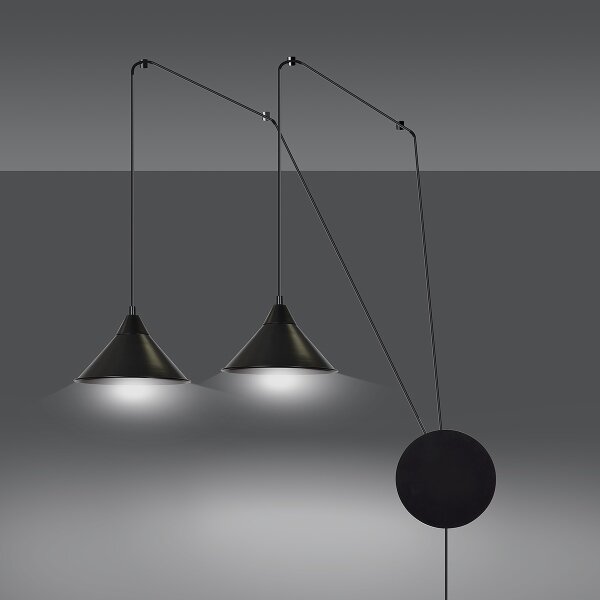 Lampadario a sospensione con filo ABRAMO 2xE27/15W/230V nero
